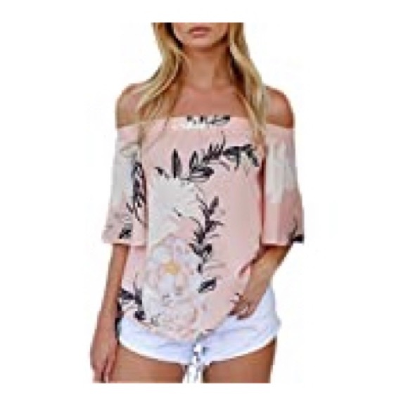 Moking Top Tops - Mocking Top Floral High-Low Off Shoulder Top